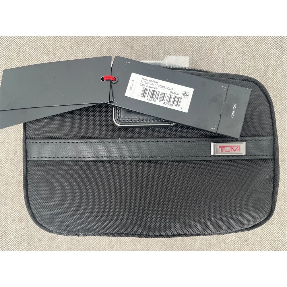 TUMI Black Alpha 3 Split Zip Around Travel Bag Initials 